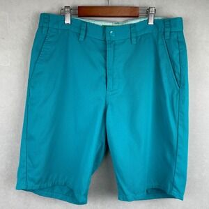 Toddland Mens Teal Blue Chino Shorts Size 33 Flat Front Cotton Blend Twill Comfy